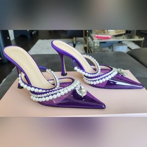 Mach & Mach Diamond of Elizabeth Pointed Toe Heeled Mules